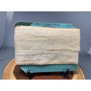 Vintage Arjay Embroideries Insertion Entredeux Trim 2 1/8" x 30 Yds Cotton Polye